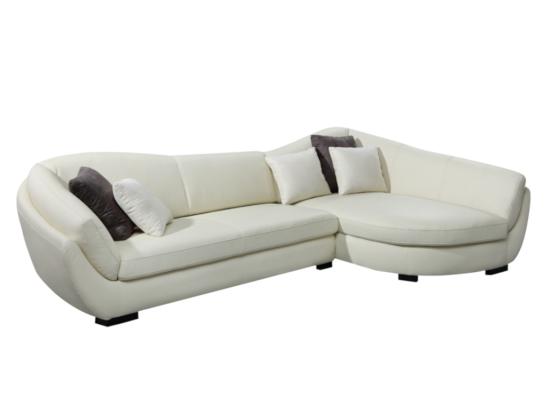 Vente Unique Canapé D'angle Cuir De Buffle 5 Places CAIPI - Ivoire - Angle Droit De Pascal Morabito