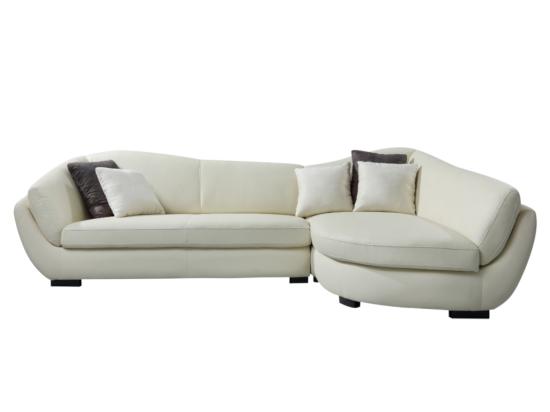 Vente Unique Canapé D'angle Cuir De Buffle 5 Places CAIPI - Ivoire - Angle Droit De Pascal Morabito