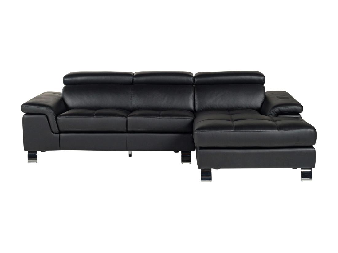 Vente Unique Canapé D'angle Cuir MISHIMA - Noir - Angle Droit