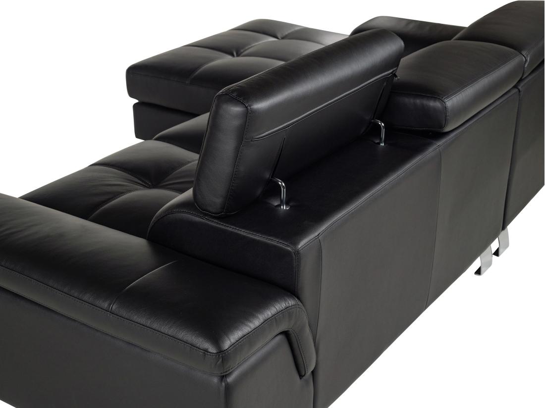 Vente Unique Canapé D'angle Cuir MISHIMA - Noir - Angle Gauche