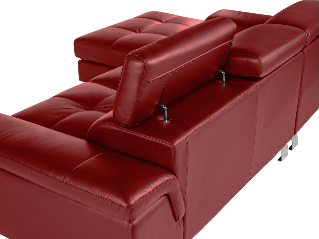 Vente Unique Canapé D'angle Cuir MISHIMA - Rouge - Angle Gauche