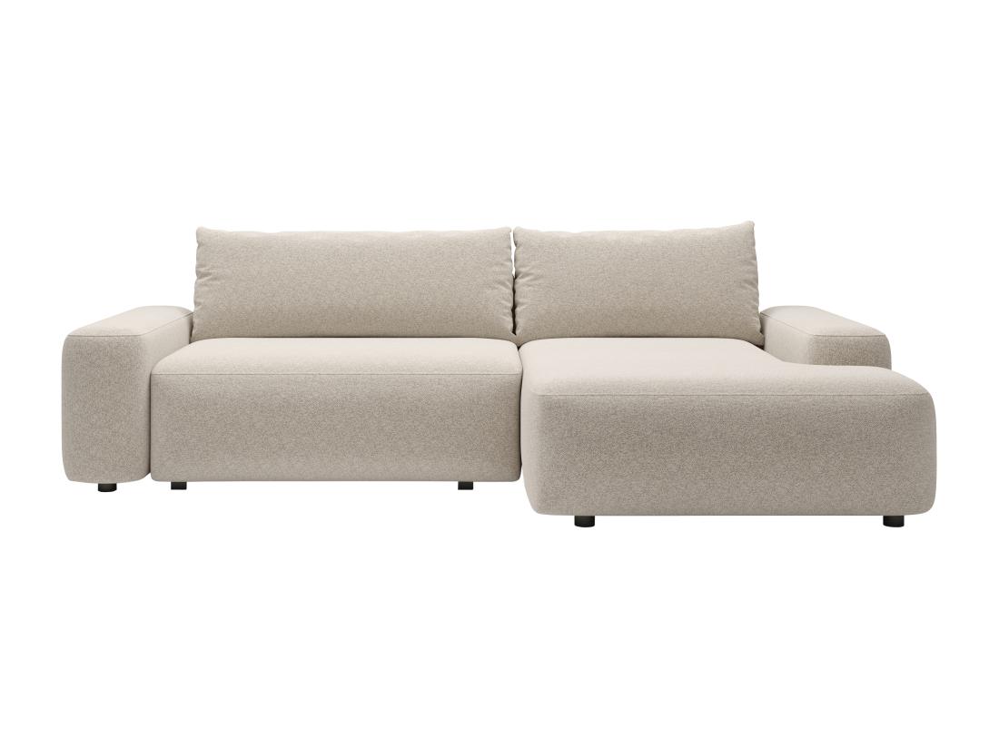 Vente Unique Canapé D'angle Droit Convertible En Tissu Texturé Crème DAVISO