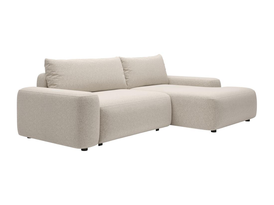 Vente Unique Canapé D'angle Droit Convertible En Tissu Texturé Crème DAVISO