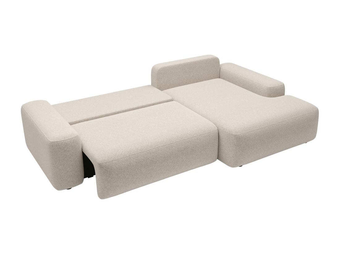 Vente Unique Canapé D'angle Droit Convertible En Tissu Texturé Crème DAVISO