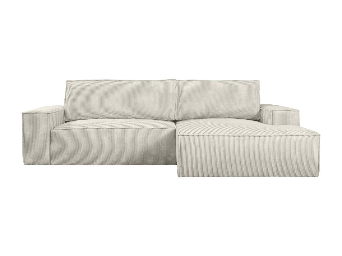 Vente Unique Canapé D'angle Droit Convertible En Velours Côtelé Beige AMELIA