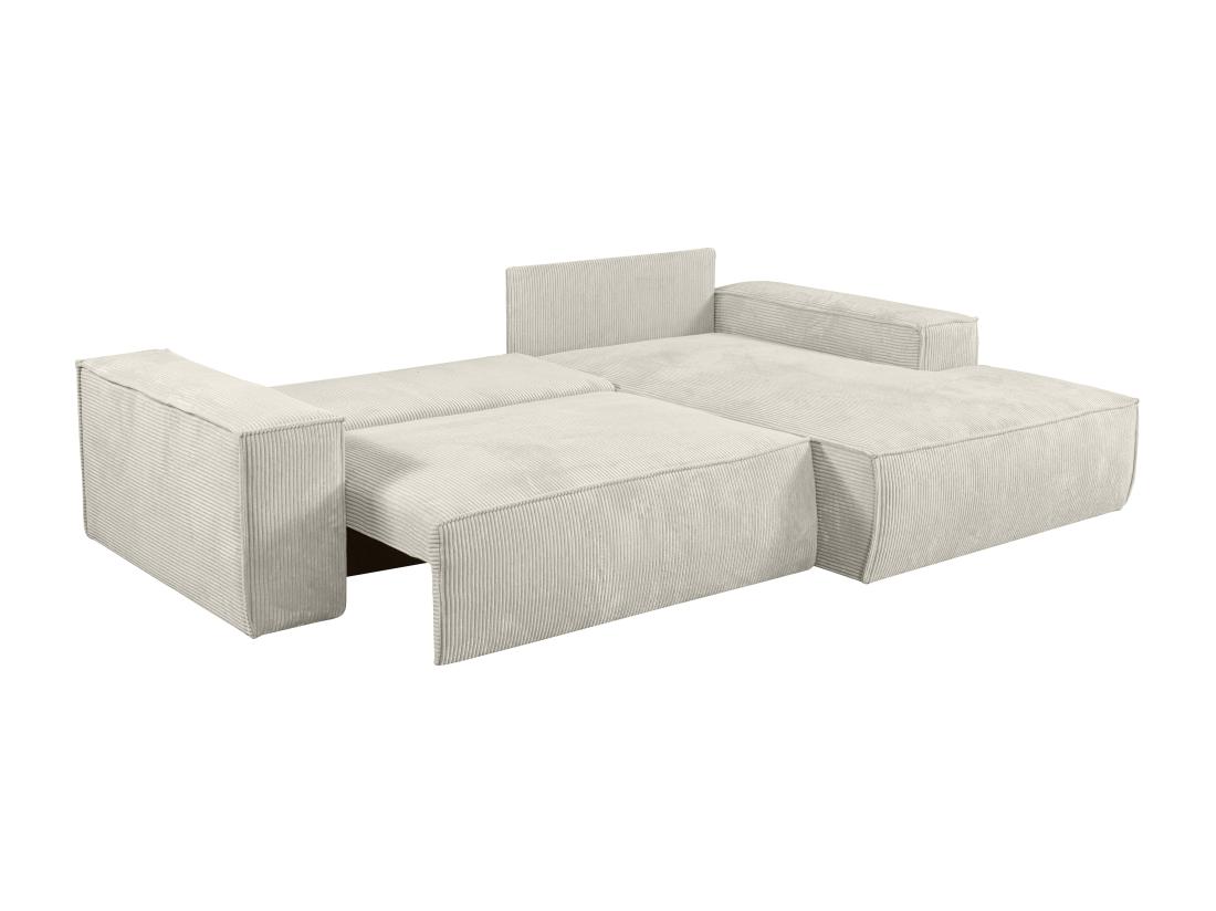 Vente Unique Canapé D'angle Droit Convertible En Velours Côtelé Beige AMELIA
