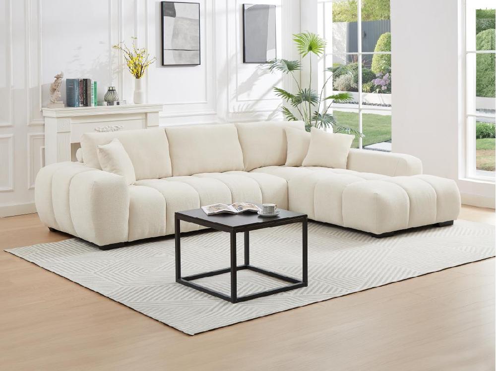 vente unique Canapé d'angle droit en tissu beige BERENIA