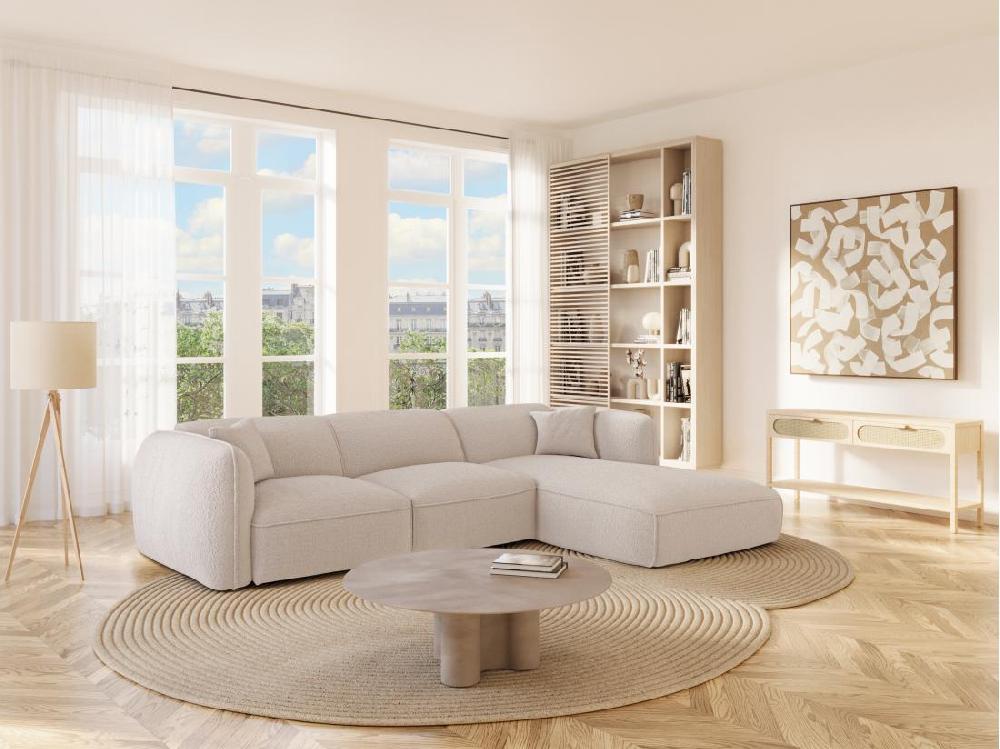 vente unique Canapé d'angle droit en tissu beige CAMILIO de Maison Céphy