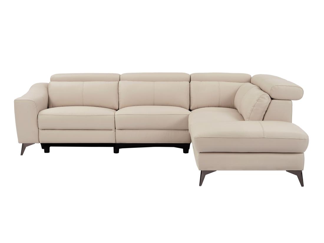 Vente Unique Canapé D'angle Droit Relax électrique En Cuir Crème FORLO