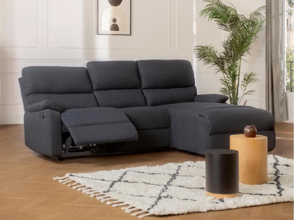 Vente Unique Canapé D'angle Droit Relax électrique En Tissu Gris Anthracite LUNANO