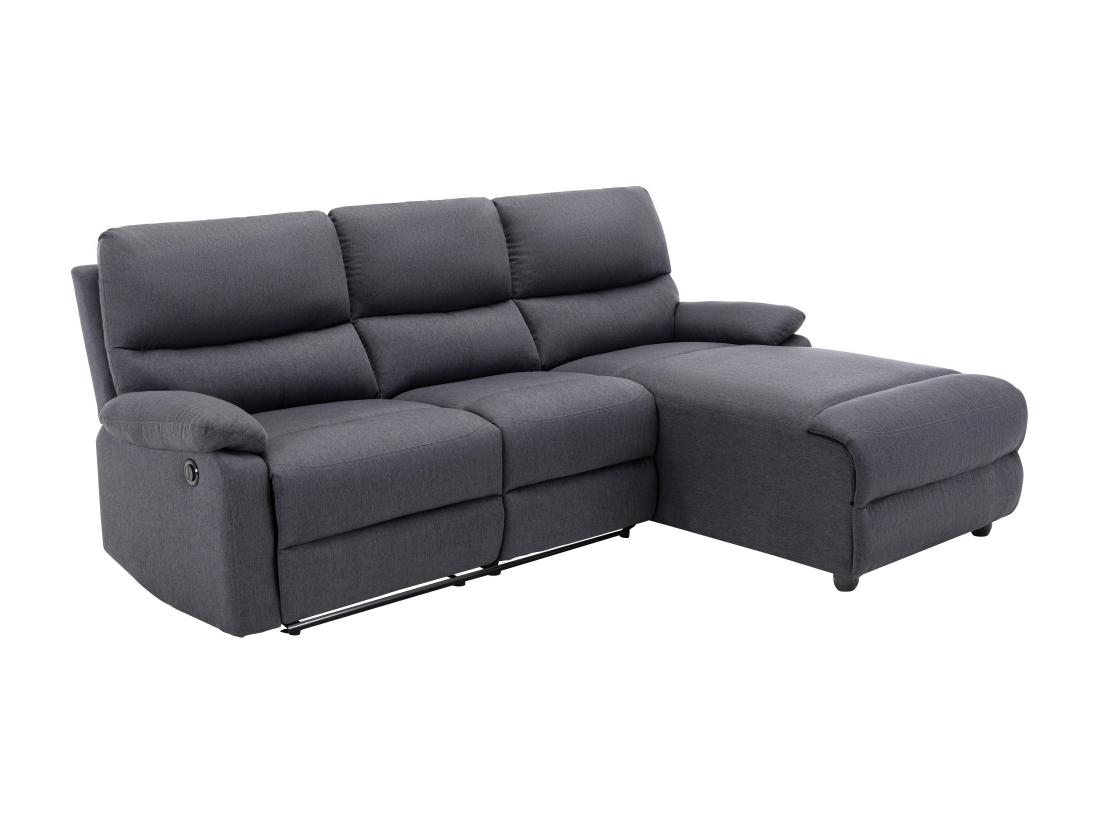 Vente Unique Canapé D'angle Droit Relax électrique En Tissu Gris Anthracite LUNANO