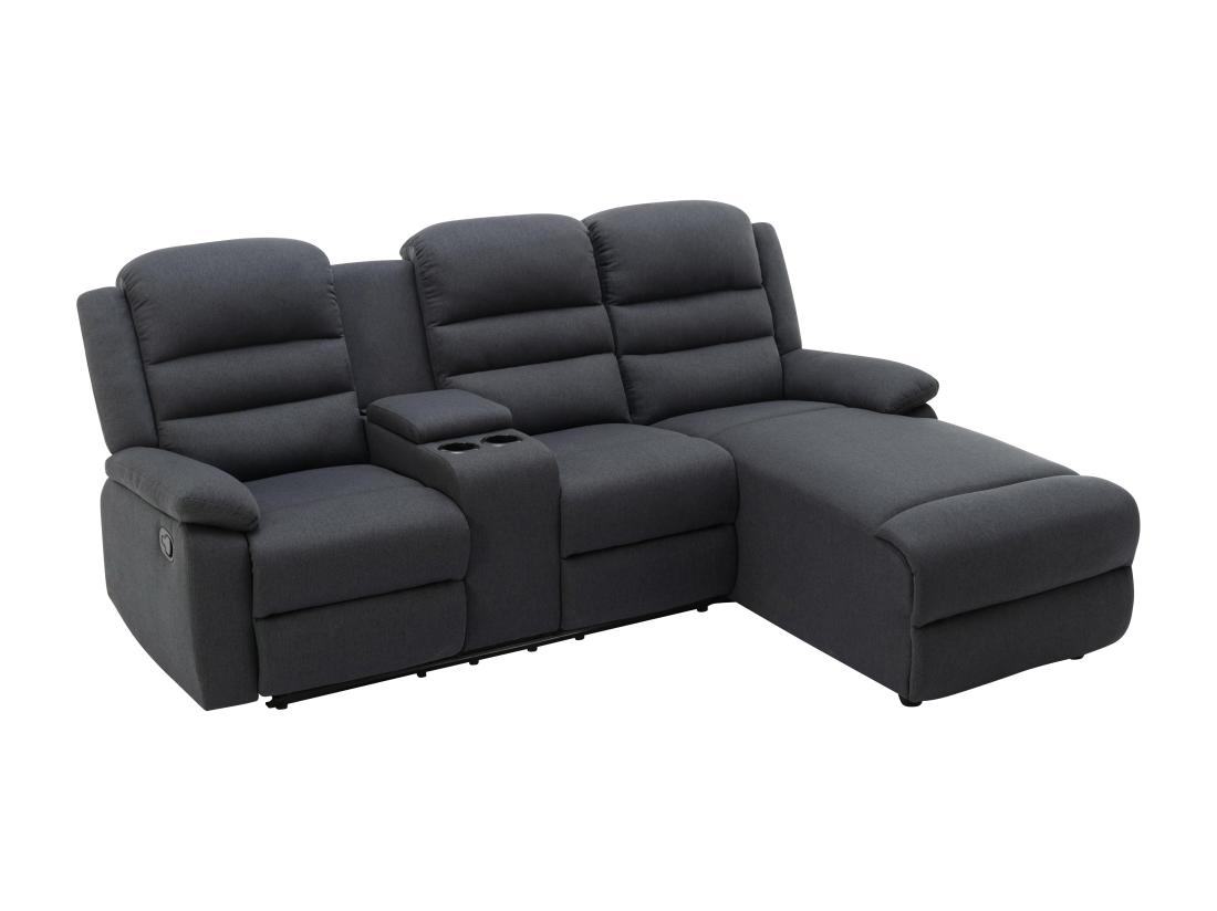 Vente Unique Canapé D'angle Droit Relax En Tissu Anthracite MACEDONIA