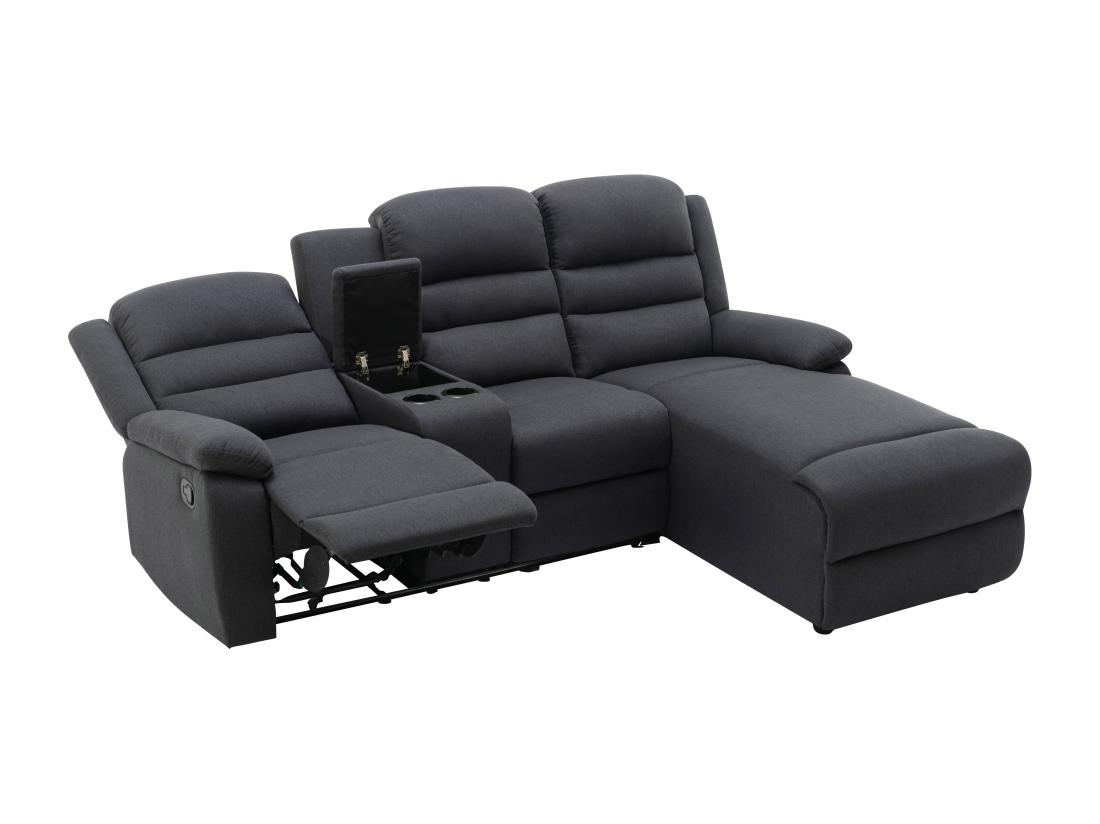 Vente Unique Canapé D'angle Droit Relax En Tissu Anthracite MACEDONIA