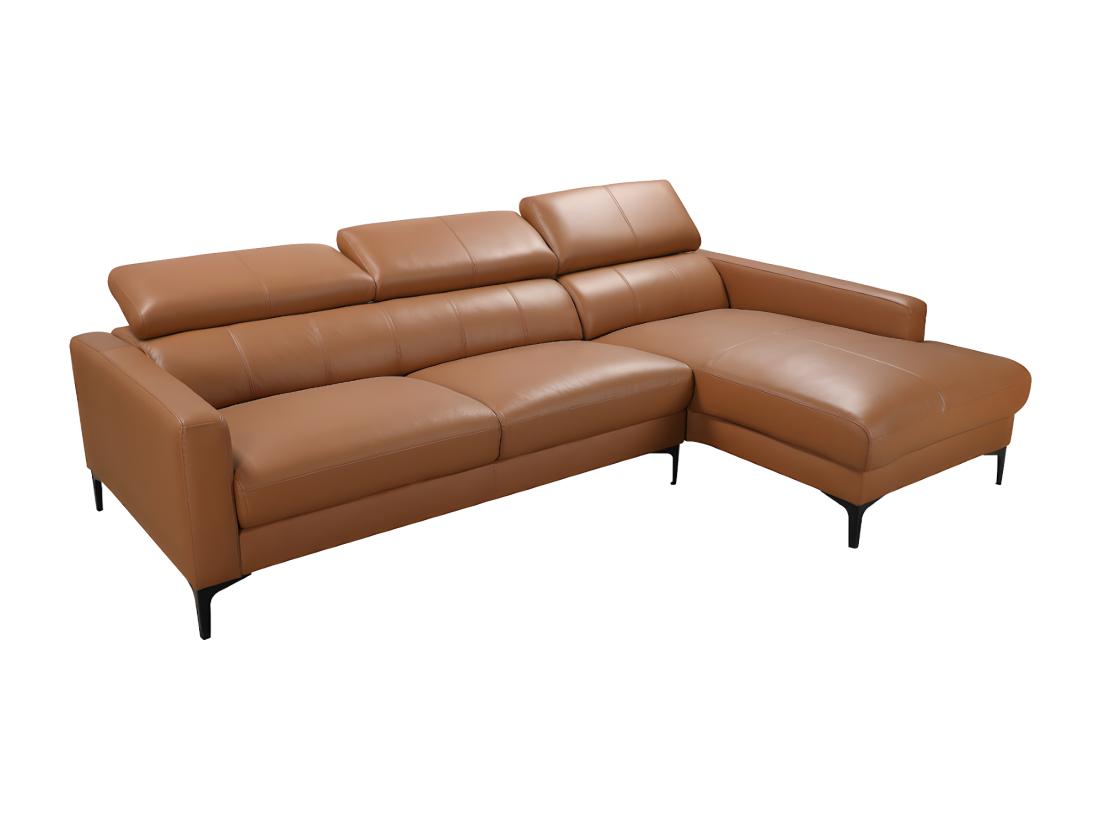 Vente Unique Canapé D'angle En Cuir De Buffle FLORENCE - Camel - Angle Droit