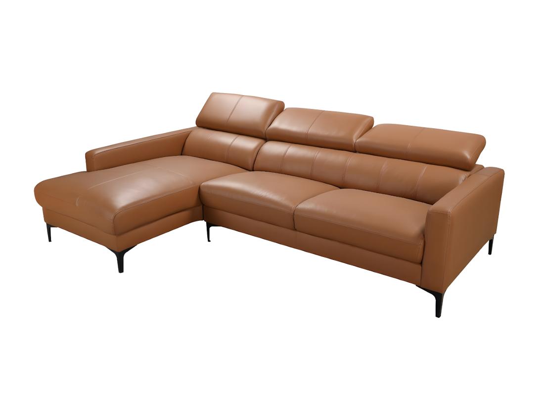 Vente Unique Canapé D'angle En Cuir De Buffle FLORENCE - Camel - Angle Gauche