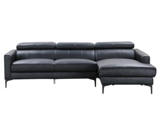 Vente Unique Canapé D'angle En Cuir De Buffle FLORENCE - Noir - Angle Droit