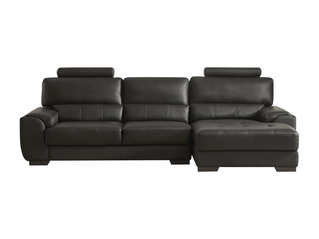 Vente Unique Canapé D'angle En Cuir METROPOLITAN II - Noir - Angle Droit
