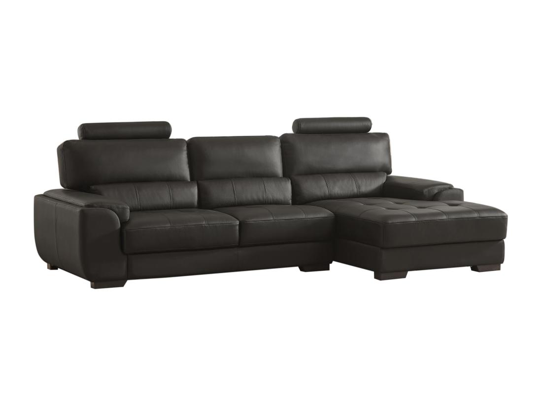 Vente Unique Canapé D'angle En Cuir METROPOLITAN II - Noir - Angle Droit