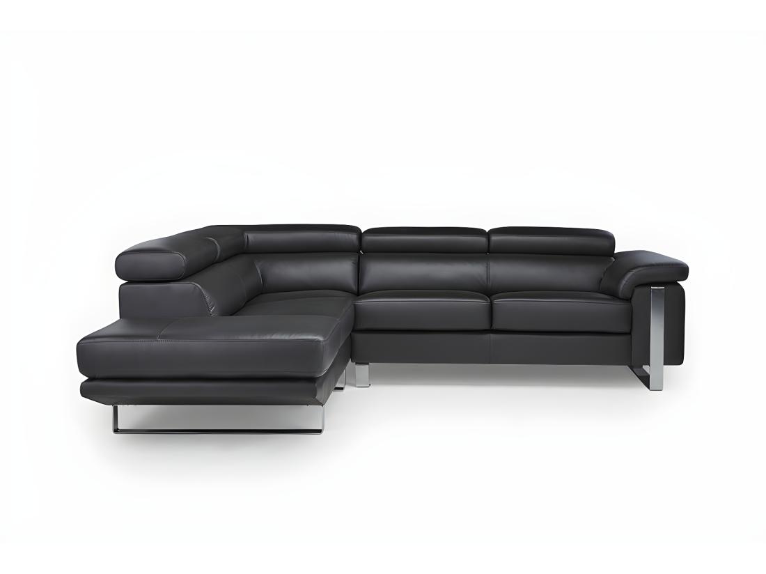 Vente Unique Canapé D'angle En Cuir MYSTIQUE - Noir - Angle Gauche