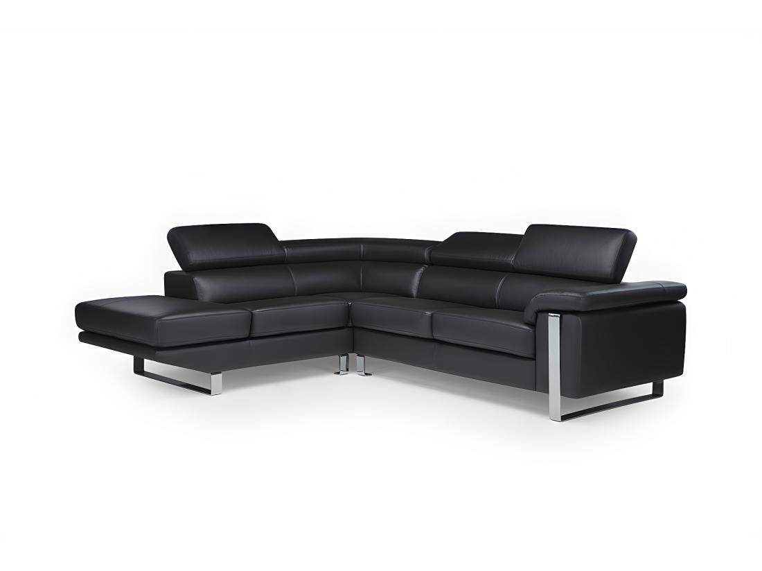 Vente Unique Canapé D'angle En Cuir MYSTIQUE - Noir - Angle Gauche