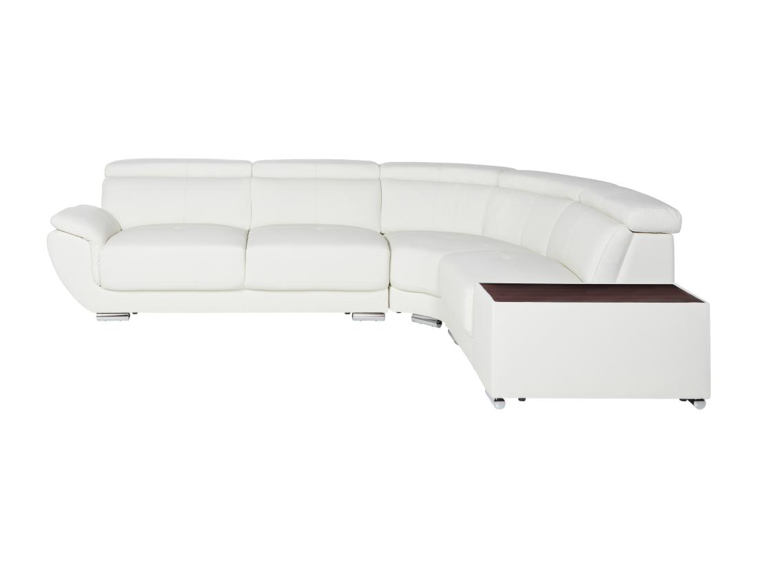 Vente Unique Canapé D'angle En Cuir NAHIA - Blanc - Angle Droit