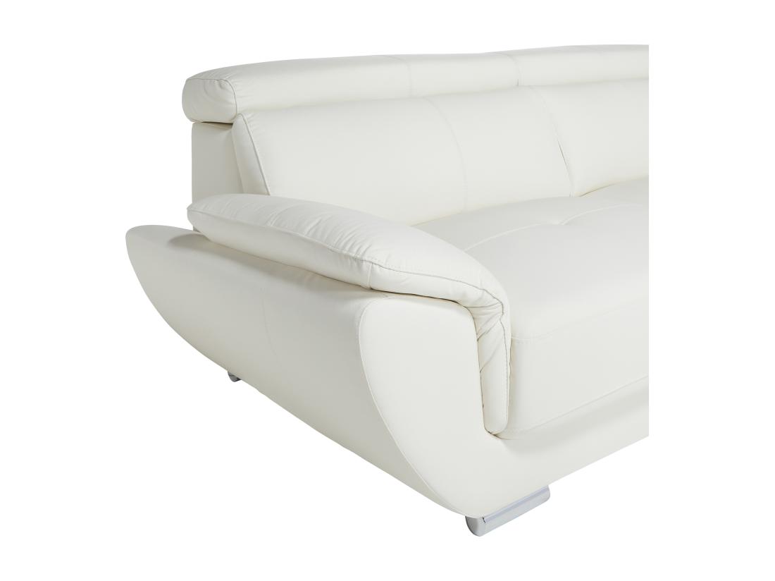 Vente Unique Canapé D'angle En Cuir NAHIA - Blanc - Angle Droit
