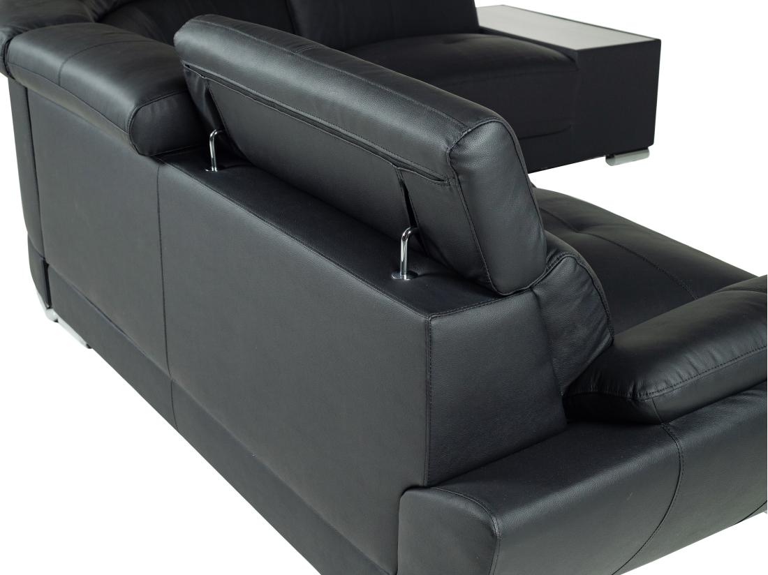 Vente Unique Canapé D'angle En Cuir NAHIA - Noir - Angle Droit