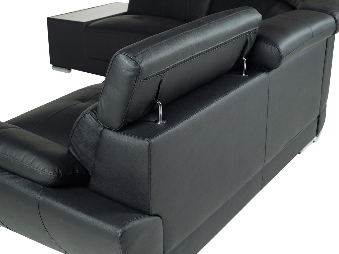 Vente Unique Canapé D'angle En Cuir NAHIA - Noir - Angle Gauche