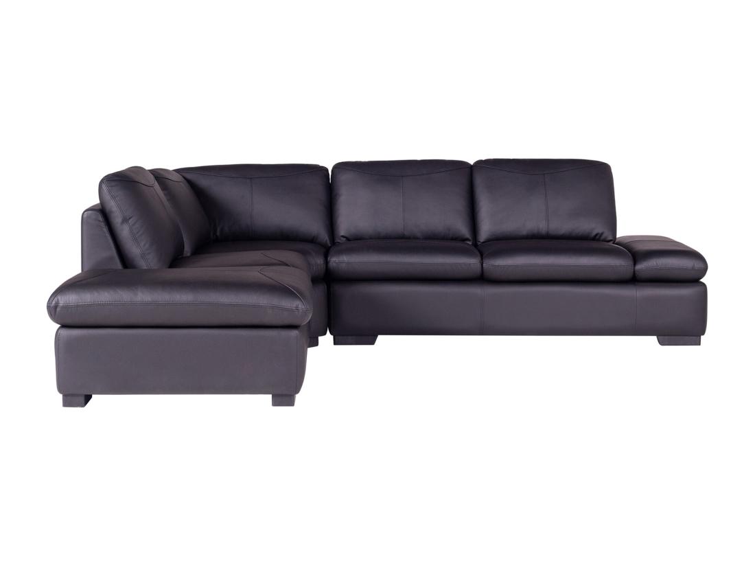 Vente Unique Canapé D'angle En Cuir ONYX II - Noir - Angle Gauche