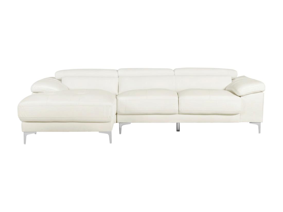 Vente Unique Canapé D'angle En Cuir SOLANGE - Blanc - Angle Gauche