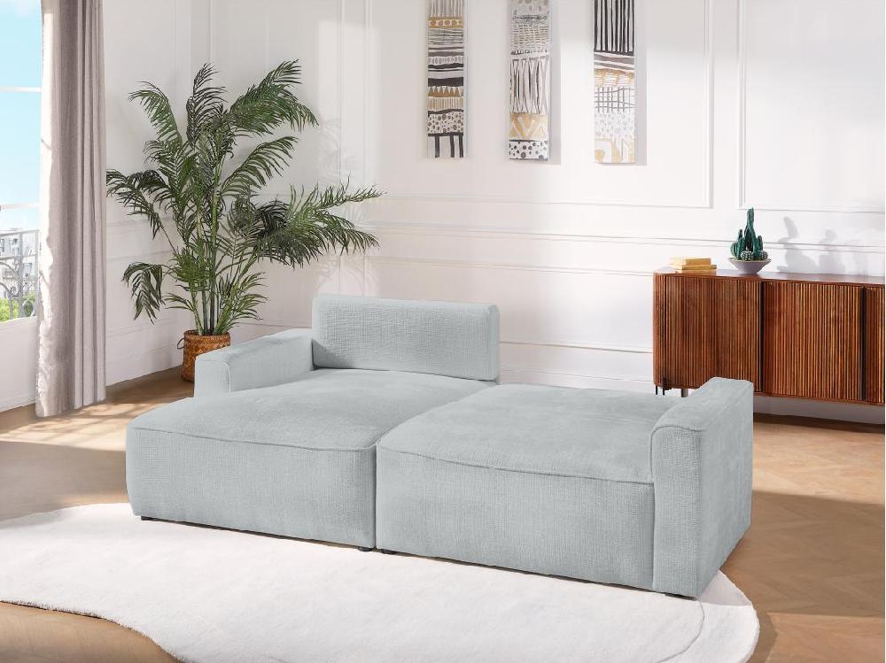 Vente Unique Canapé D'angle Gauche Convertible En Tissu Texturé Gris VESATO