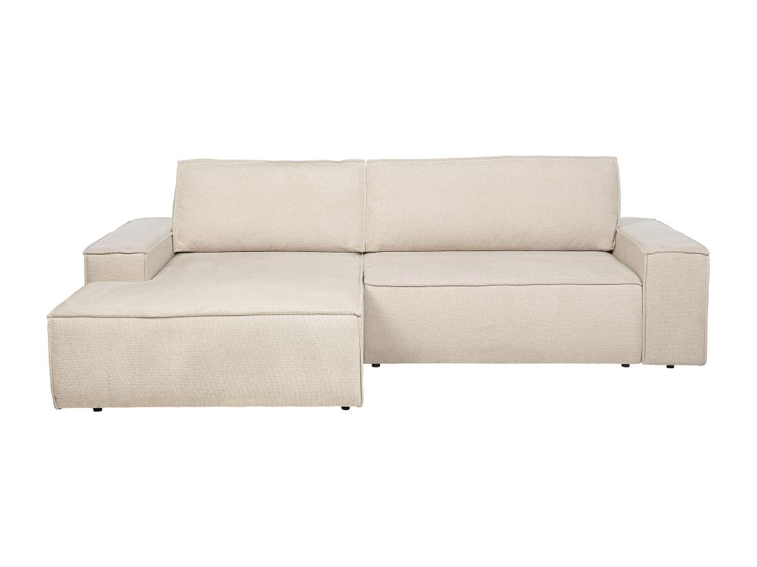 Vente Unique Canapé D'angle Gauche Convertible En Tissu Texturé Beige AMELIA