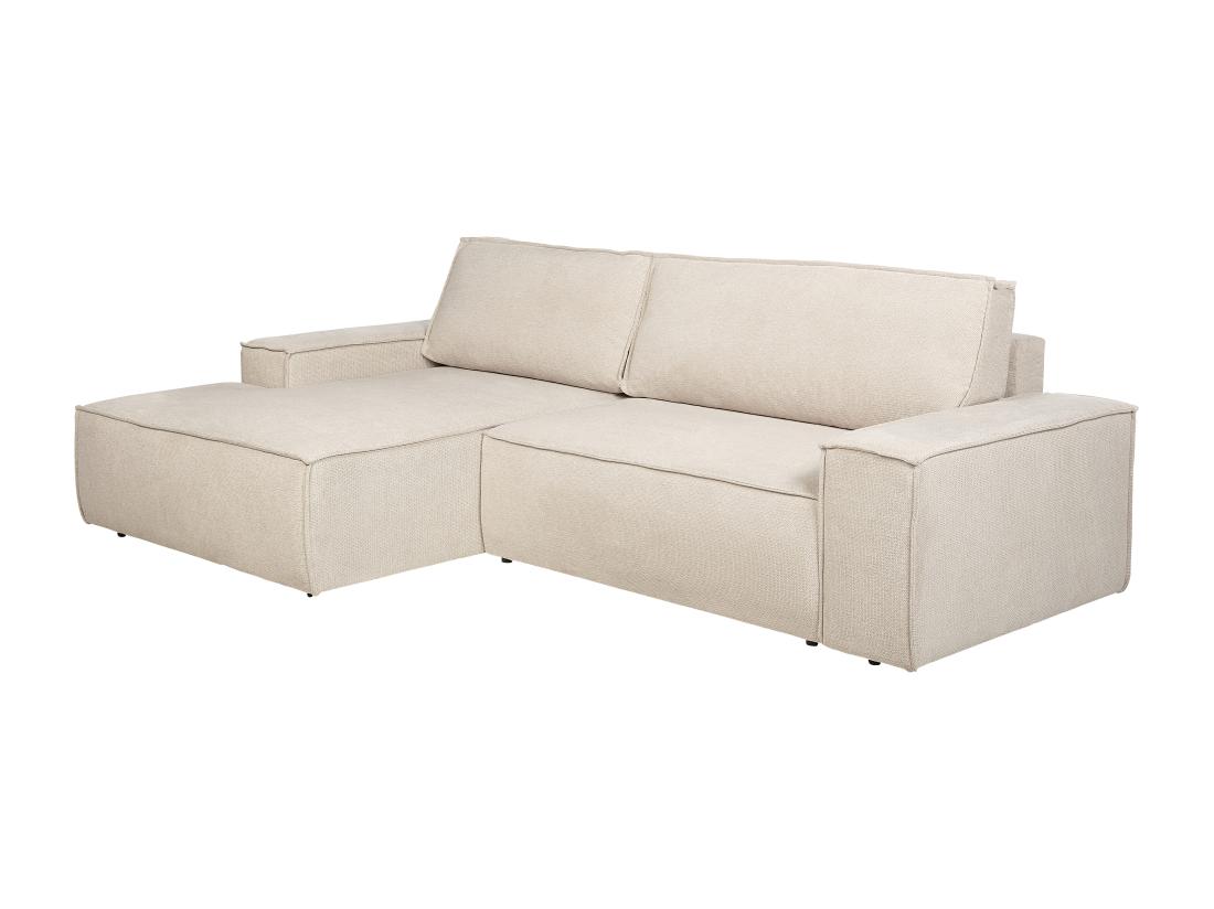 Vente Unique Canapé D'angle Gauche Convertible En Tissu Texturé Beige AMELIA