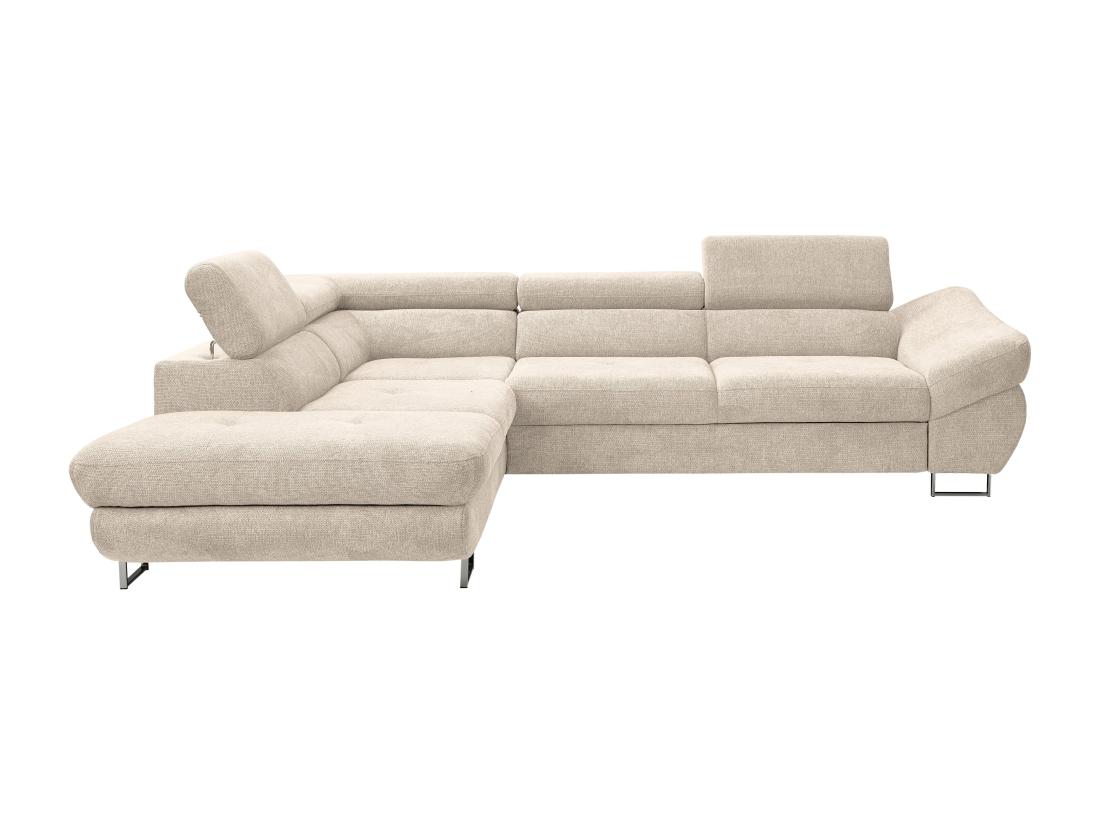 Vente Unique Canapé D'angle Gauche Convertible En Tissu Texturé Beige DALIAS