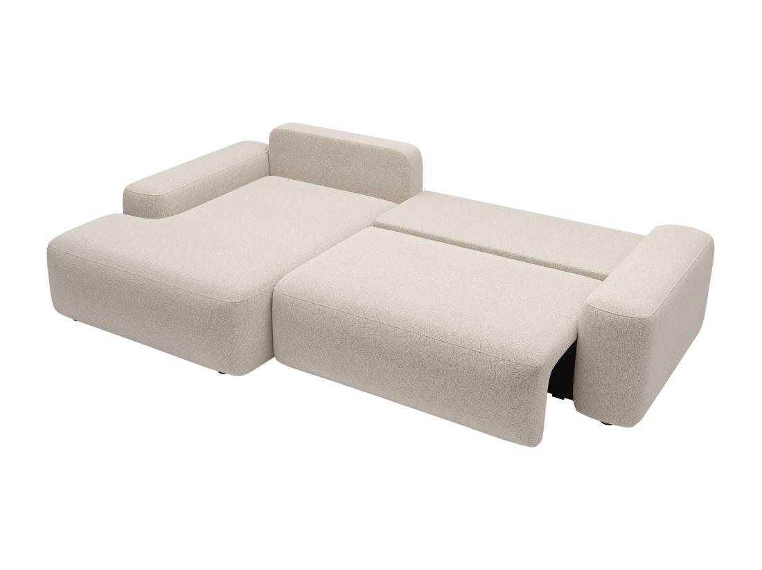 Vente Unique Canapé D'angle Gauche Convertible En Tissu Texturé Crème DAVISO