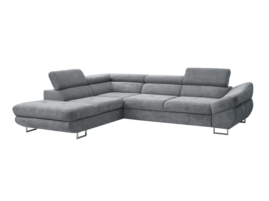Vente Unique Canapé D'angle Gauche Convertible En Tissu Texturé Gris DALIAS