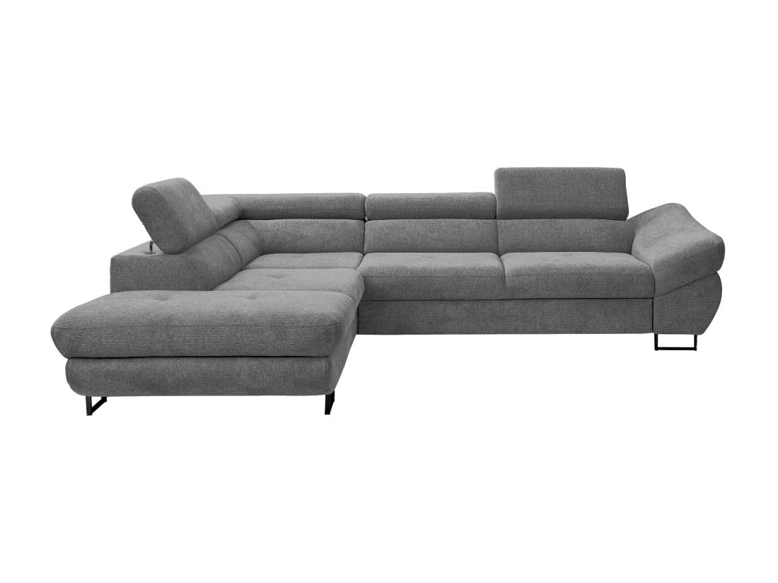 Vente Unique Canapé D'angle Gauche Convertible En Tissu Texturé Gris DALIAS