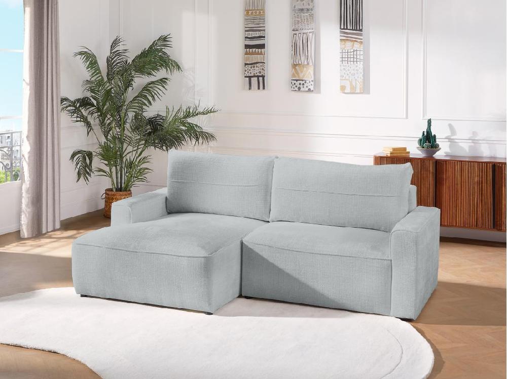 vente unique Canapé d'angle gauche convertible en tissu texturé gris VESATO