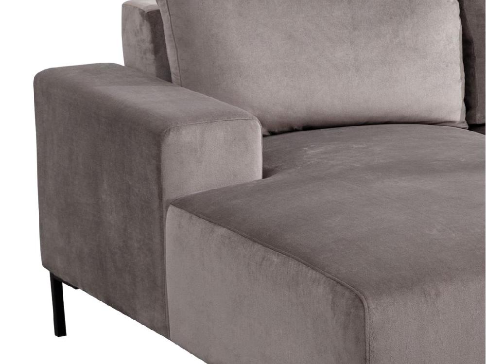 Vente Unique Canapé D'angle Gauche En Velours Gris MADALENI