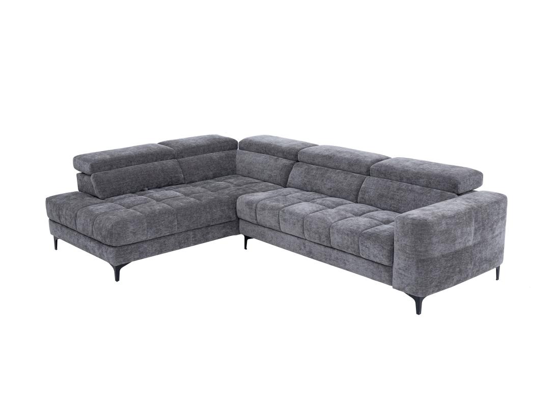 Vente Unique Canapé D'angle Gauche Relax Avec Assise Coulissante électrique En Tissu Anthracite MONISO