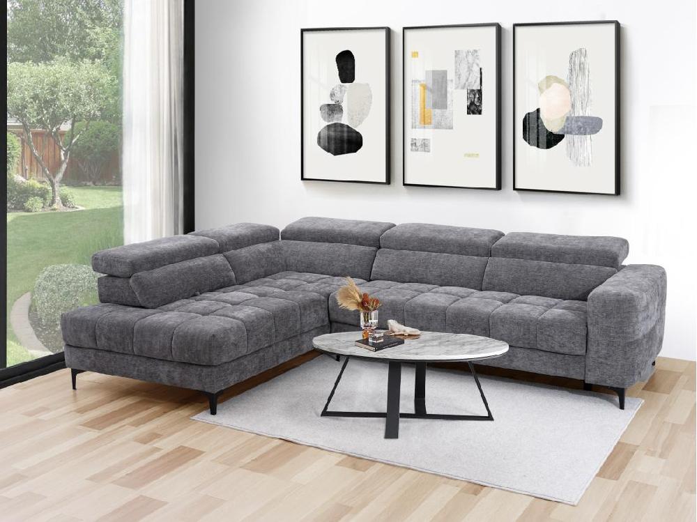vente unique Canapé d'angle gauche relax avec assise coulissante électrique en tissu anthracite MONISO