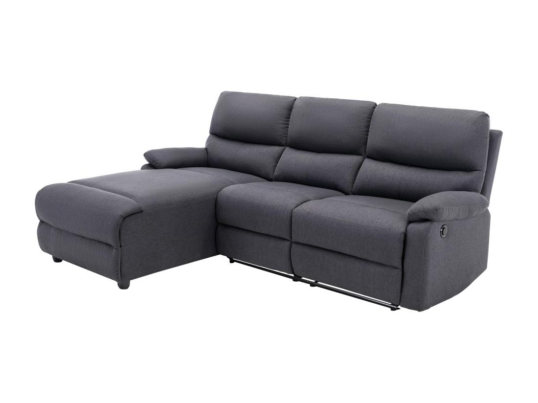 Vente Unique Canapé D'angle Gauche Relax électrique En Tissu Gris Anthracite LUNANO