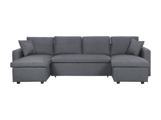 vente unique Canapé d'angle panoramique convertible en tissu "Alain" - 4 places - Gris