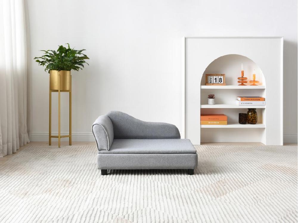 Vente Unique Canapé D'angle Pour Animaux Avec Coffre De Rangement - Gris Chiné - L. 76 X P. 45 X H. 42 Cm - BARAMITA