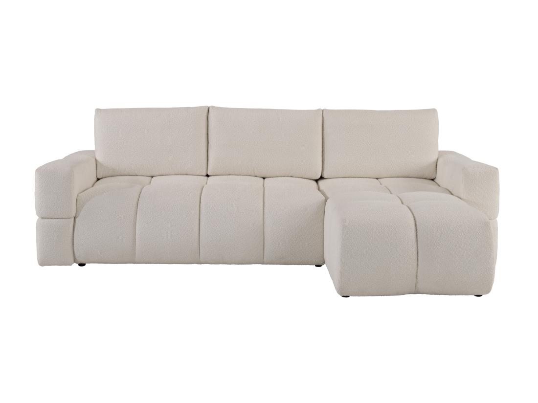 Vente Unique Canapé D'angle Réversible Convertible En Tissu Bouclette Beige ISSORO II