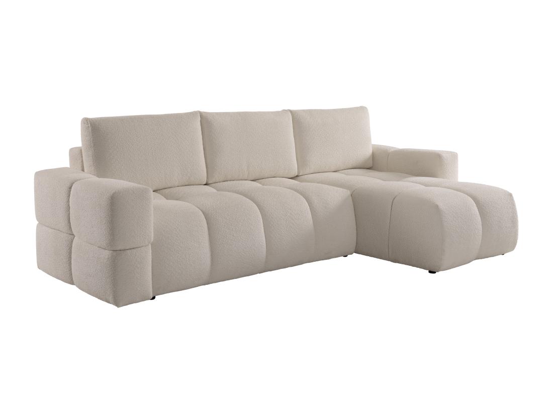 Vente Unique Canapé D'angle Réversible Convertible En Tissu Bouclette Beige ISSORO II