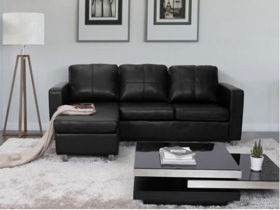 vente unique Canapé d'angle réversible en simili ACKLEY - Noir