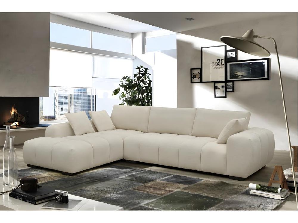 Vente Unique Canapé D'angle Tissu "Monceau" - 3 Places - Beige