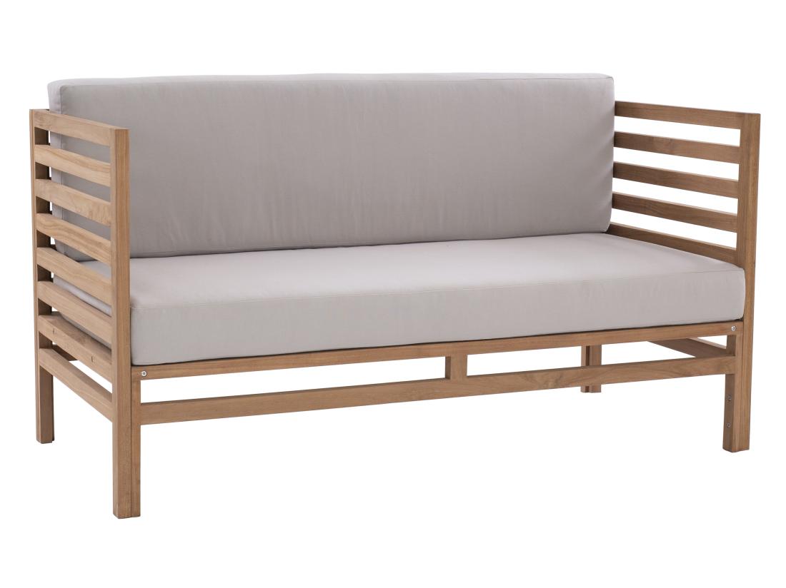 vente unique Canapé de jardin 2 places en teck - Naturel clair et gris - LINERI de MYLIA