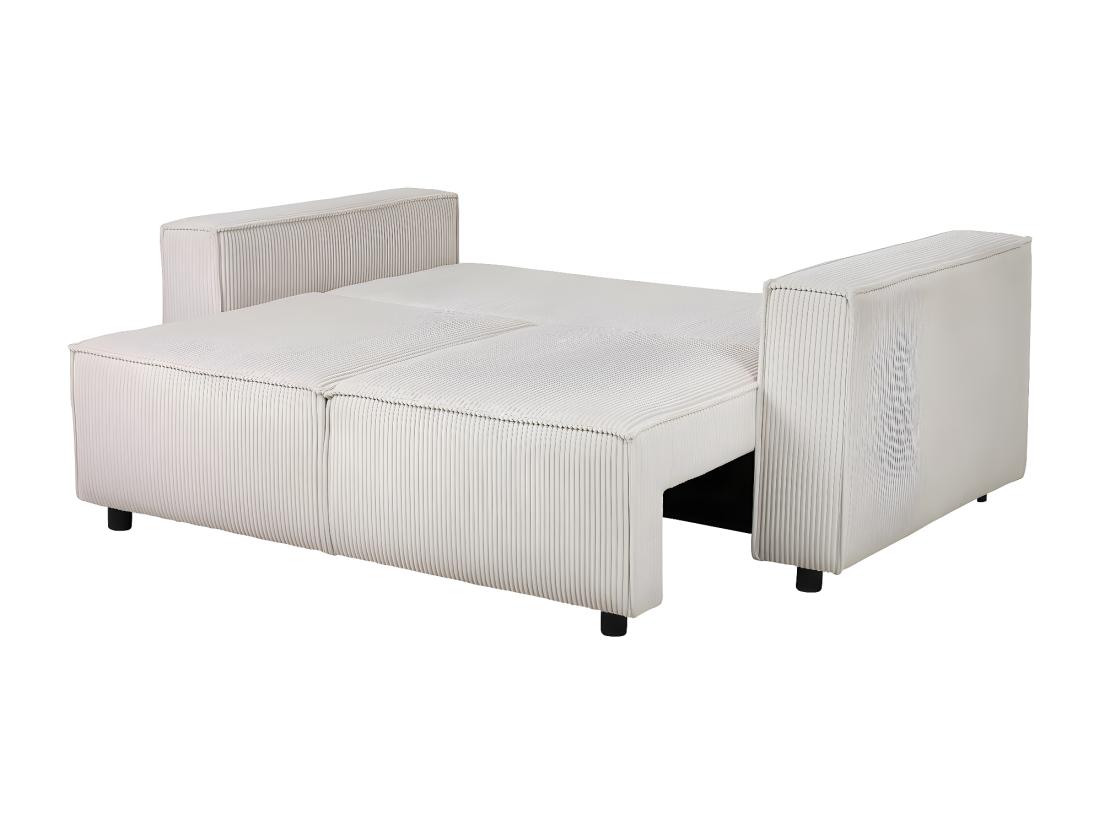 Vente Unique Canapé Droit Convertible En Velours Côtelé "Montaigne S" - 2 Places - Beige